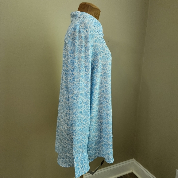 Levis size XL blouse top vintage floral blue and white longsleeve button up - Picture 3 of 8
